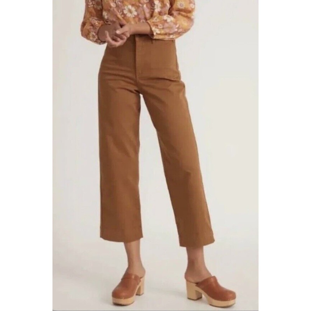 Marine Layer Bridget Wide Leg Crop Pants Chinos Brown/Rust Size 8